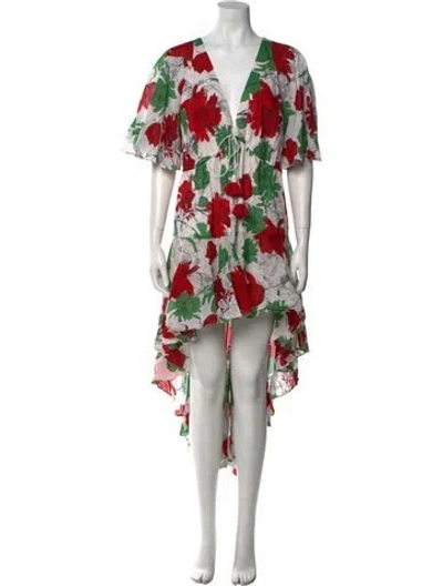 Pre-owned Alexis Floral Print Mini Dress In White