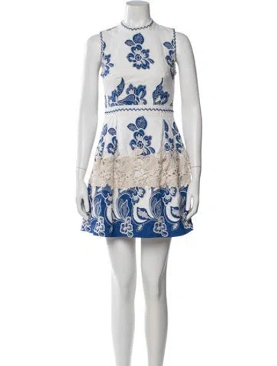 Pre-owned Alexis Floral Print Mini Dress In White