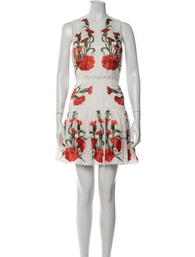 Pre-owned Alexis Floral Print Mini Dress In White