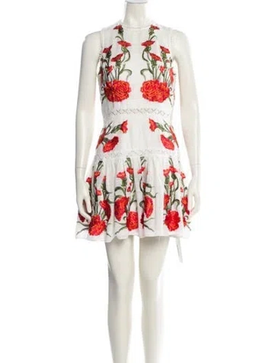 Pre-owned Alexis Floral Print Mini Dress In White