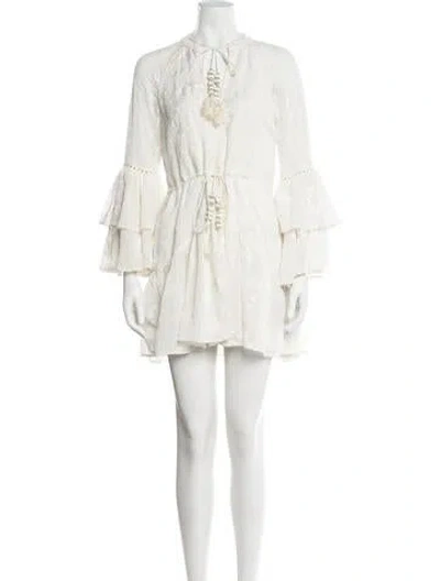 Pre-owned Alexis Floral Print Mini Dress In White