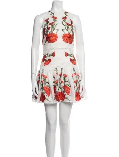 Pre-owned Alexis Floral Print Mini Dress In White