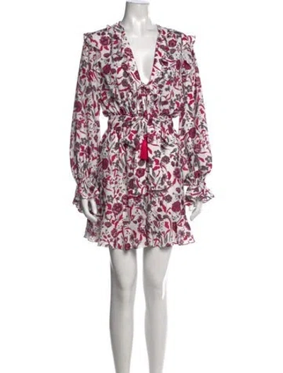 Pre-owned Alexis Floral Print Mini Dress In White