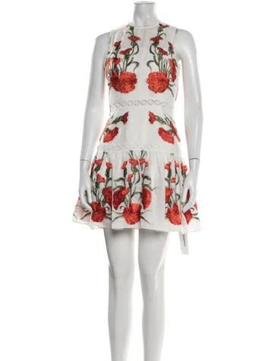 Pre-owned Alexis Floral Print Mini Dress In White