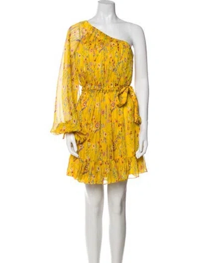 Pre-owned Alexis Floral Print Mini Dress In Yellow
