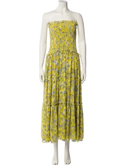 Pre-owned Alexis Floral Print Mini Dress In Yellow