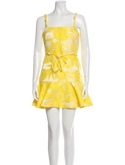 Pre-owned Alexis Floral Print Mini Dress In Yellow