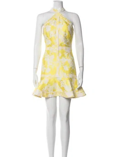 Pre-owned Alexis Floral Print Mini Dress In Yellow