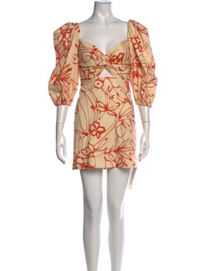 Pre-owned Alexis Floral Print Mini Dress In Yellow