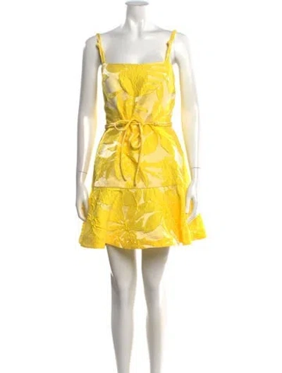 Pre-owned Alexis Floral Print Mini Dress In Yellow