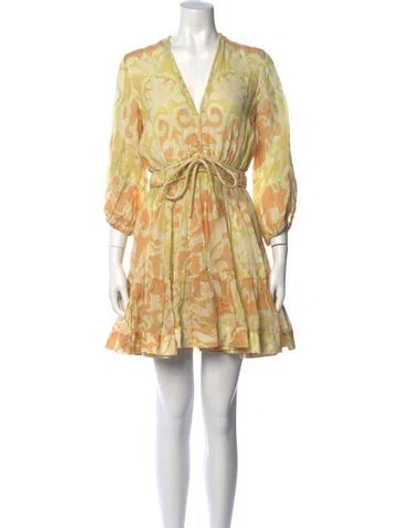 Pre-owned Alexis Floral Print Mini Dress In Yellow