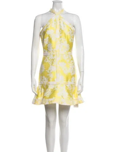 Pre-owned Alexis Floral Print Mini Dress In Yellow