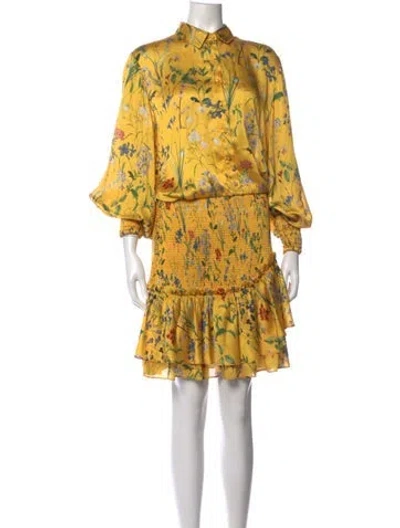 Pre-owned Alexis Floral Print Mini Dress In Yellow