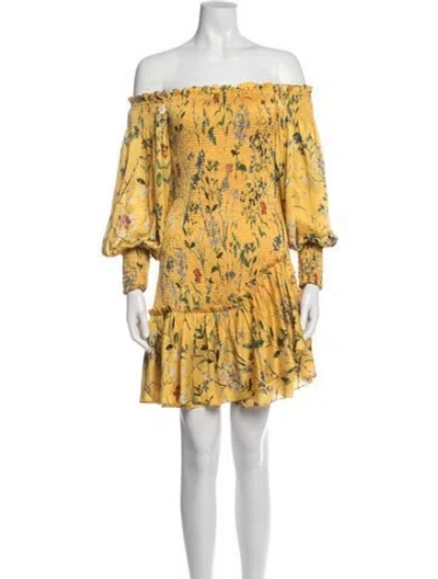Pre-owned Alexis Floral Print Mini Dress In Yellow