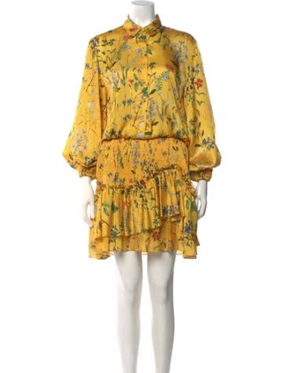Pre-owned Alexis Floral Print Mini Dress In Yellow