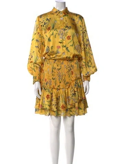 Pre-owned Alexis Floral Print Mini Dress In Yellow