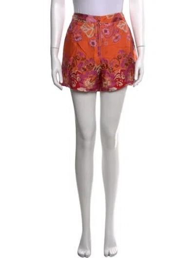 Pre-owned Alexis Floral Print Mini Shorts In Orange