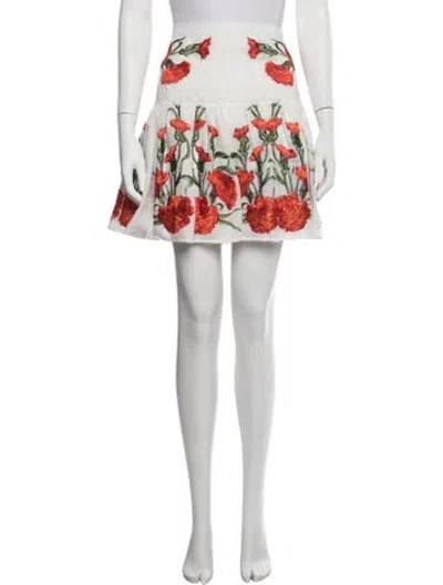 Pre-owned Alexis Floral Print Mini Skirt W/ Tags In White