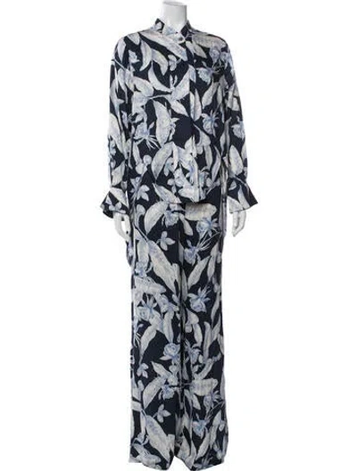 Pre-owned Alexis Floral Print Pant Set In Blue