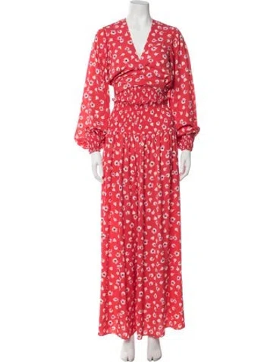 Pre-owned Alexis Floral Print Pant Set In Red