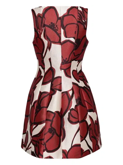 Alexis Floral-print Pleated Dress In Red
