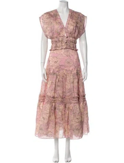Pre-owned Alexis Floral Print Ruffle Embellishment Skirt Set In Pink