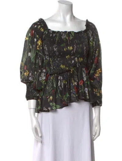 Pre-owned Alexis Floral Print Square Neckline Blouse In Multi