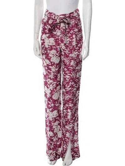 Pre-owned Alexis Floral Print Straight Leg Pants In Pink