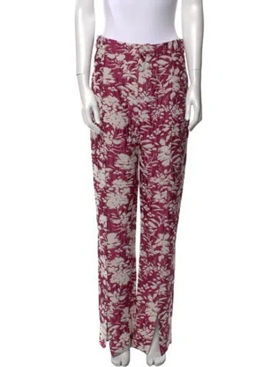 Pre-owned Alexis Floral Print Straight Leg Pants In Pink
