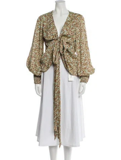 Pre-owned Alexis Floral Print V-neck Blouse