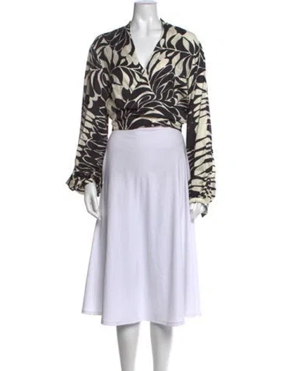 Pre-owned Alexis Floral Print V-neck Blouse In Black