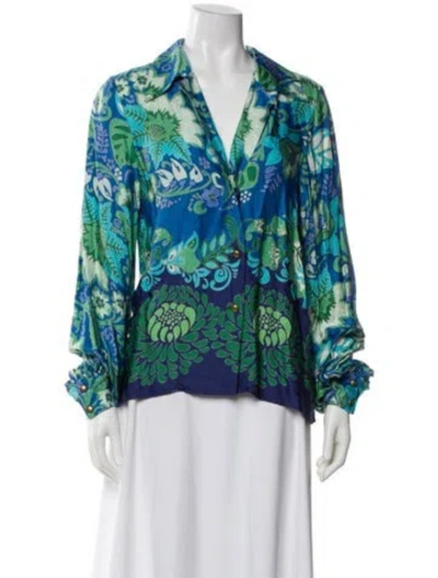 Pre-owned Alexis Floral Print V-neck Blouse In Multi