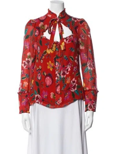 Pre-owned Alexis Floral Print V-neck Blouse In Multi