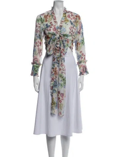 Pre-owned Alexis Floral Print V-neck Blouse In Neutral