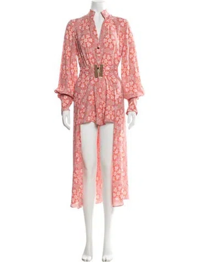 Pre-owned Alexis Floral Print V-neck Jumpsuit In Pink