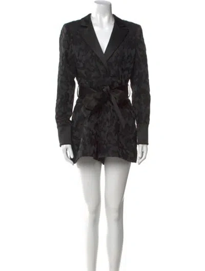 Pre-owned Alexis Floral Print V-neck Romper In Black