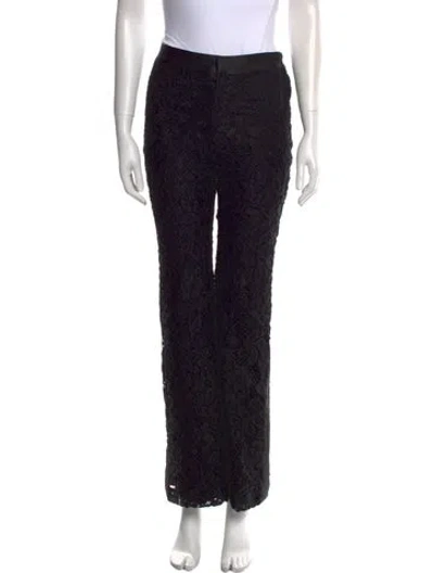 Pre-owned Alexis Floral Print Wide Leg Pants In Black