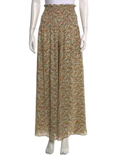 Pre-owned Alexis Floral Print Wide Leg Pants In Brown