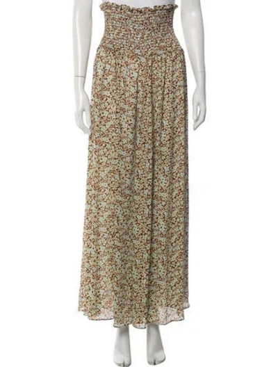 Pre-owned Alexis Floral Print Wide Leg Pants In Brown
