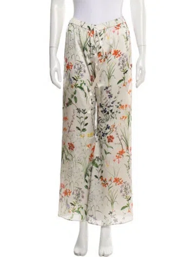 Pre-owned Alexis Floral Print Wide Leg Pants In Neutral