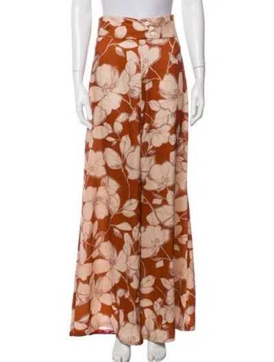 Pre-owned Alexis Floral Print Wide Leg Pants In Neutral