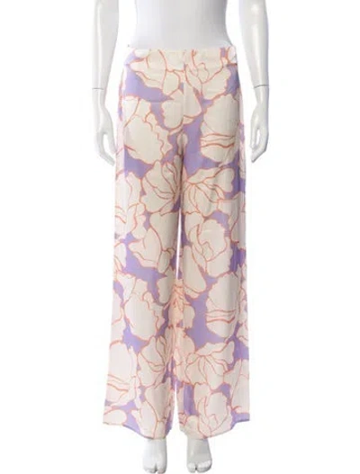 Pre-owned Alexis Floral Print Wide Leg Pants In Neutral