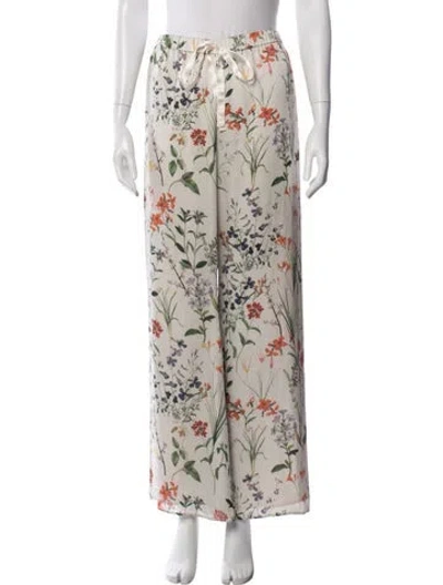 Pre-owned Alexis Floral Print Wide Leg Pants In Neutral