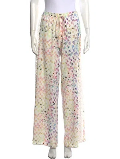 Pre-owned Alexis Floral Print Wide Leg Pants In Neutral
