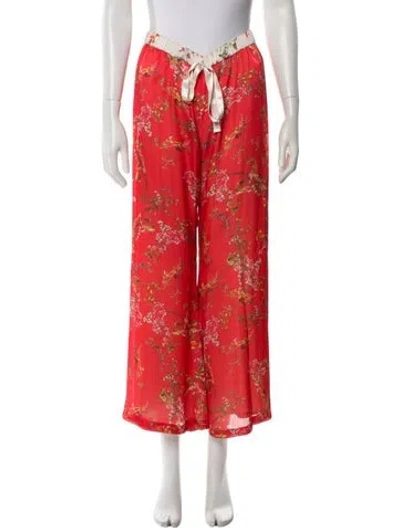 Pre-owned Alexis Floral Print Wide Leg Pants In Orange