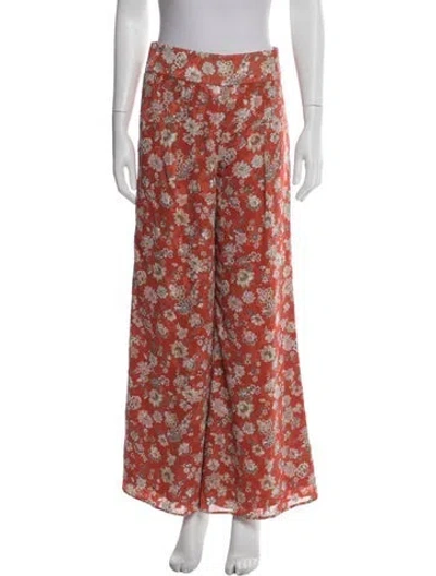 Pre-owned Alexis Floral Print Wide Leg Pants In Orange