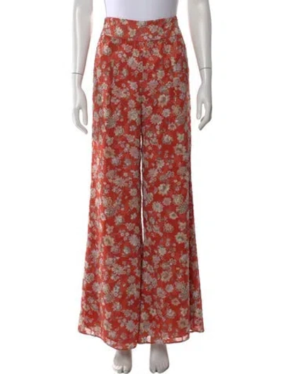 Pre-owned Alexis Floral Print Wide Leg Pants In Orange