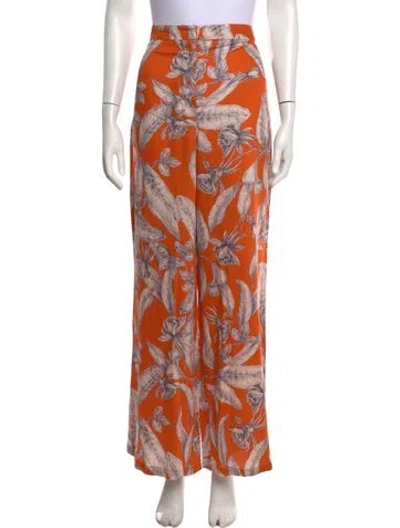 Pre-owned Alexis Floral Print Wide Leg Pants In Orange