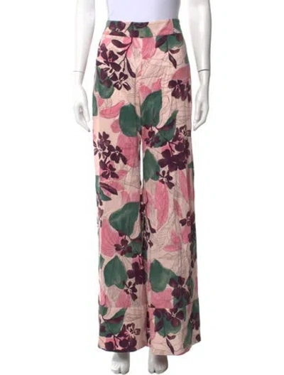 Pre-owned Alexis Floral Print Wide Leg Pants In Pink
