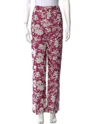 Pre-owned Alexis Floral Print Wide Leg Pants In Pink